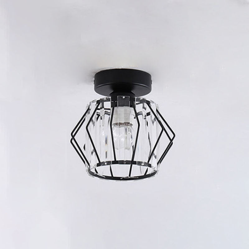 Metal Geometric Ceiling Light in Modern Luxury Style Crystal 1-Light Ceiling Fixture