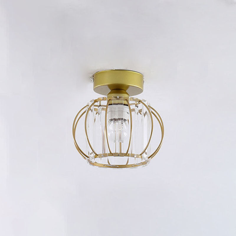 Metal Geometric Ceiling Light in Modern Luxury Style Crystal 1-Light Ceiling Fixture