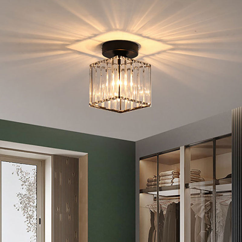 Metal Geometric Ceiling Light in Modern Luxury Style Crystal 1-Light Ceiling Fixture