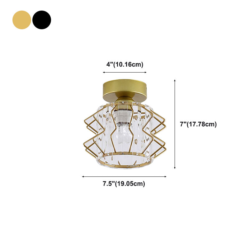 Metal Geometric Ceiling Light in Modern Luxury Style Crystal 1-Light Ceiling Fixture