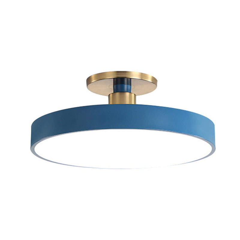 Nordic Style Round Ceiling Light Metal LED Semi Flush Mount Light for Bedroom