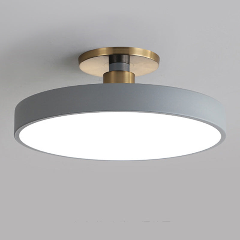 Nordic Style Round Ceiling Light Metal LED Semi Flush Mount Light for Bedroom