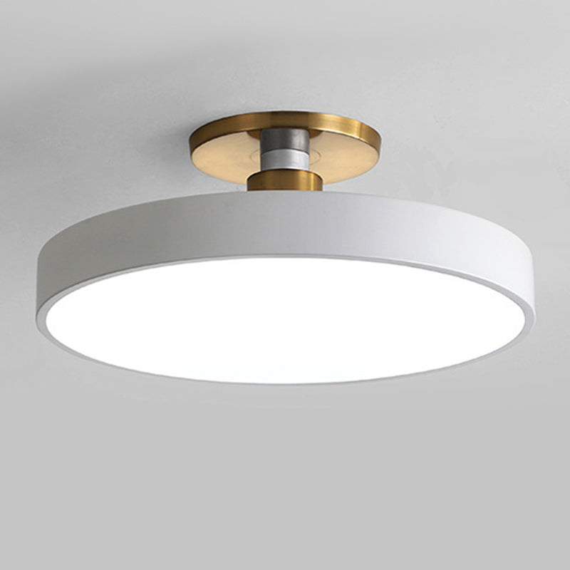 Nordic Style Round Ceiling Light Metal LED Semi Flush Mount Light for Bedroom