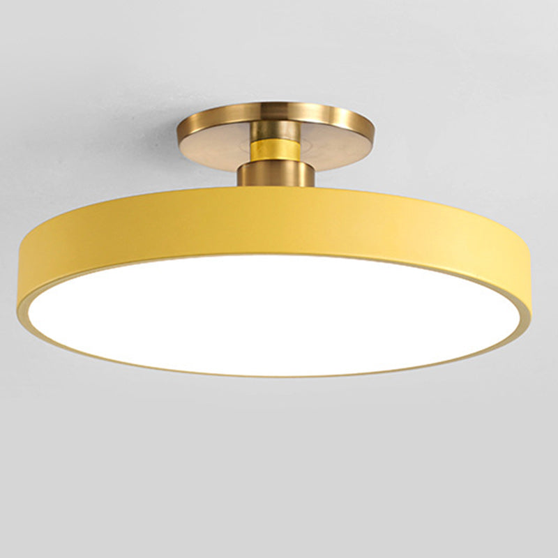 Nordic Style Round Ceiling Light Metal LED Semi Flush Mount Light for Bedroom
