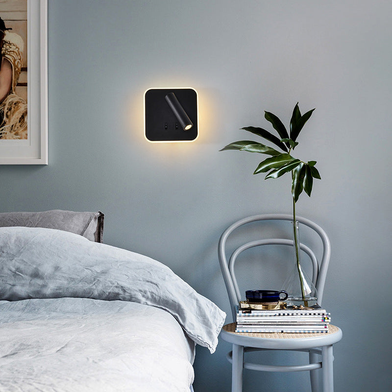 Modernist Wall Light Fixture Metal Black and White Wall Sconce for Bedroom