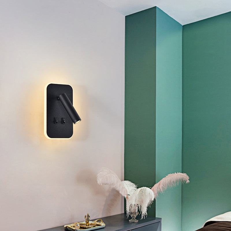 Modernist Wall Light Fixture Metal Black and White Wall Sconce for Bedroom