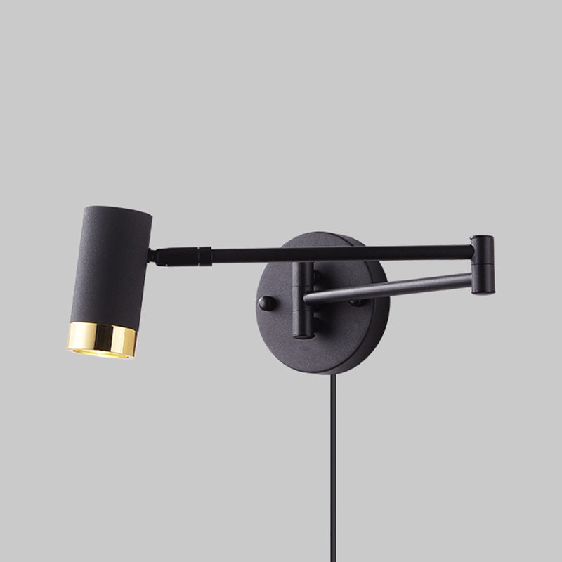 Modern Circle Shape Wall Sconce Reading Wall Light with Metal Shade for Bedroom