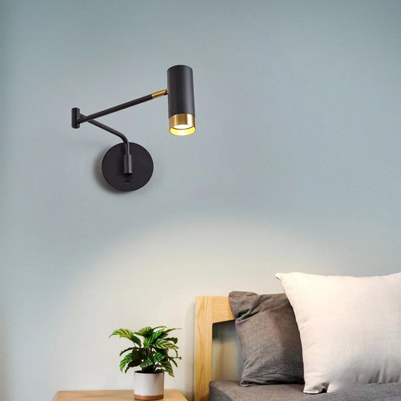 Modern Circle Shape Wall Sconce Reading Wall Light with Metal Shade for Bedroom