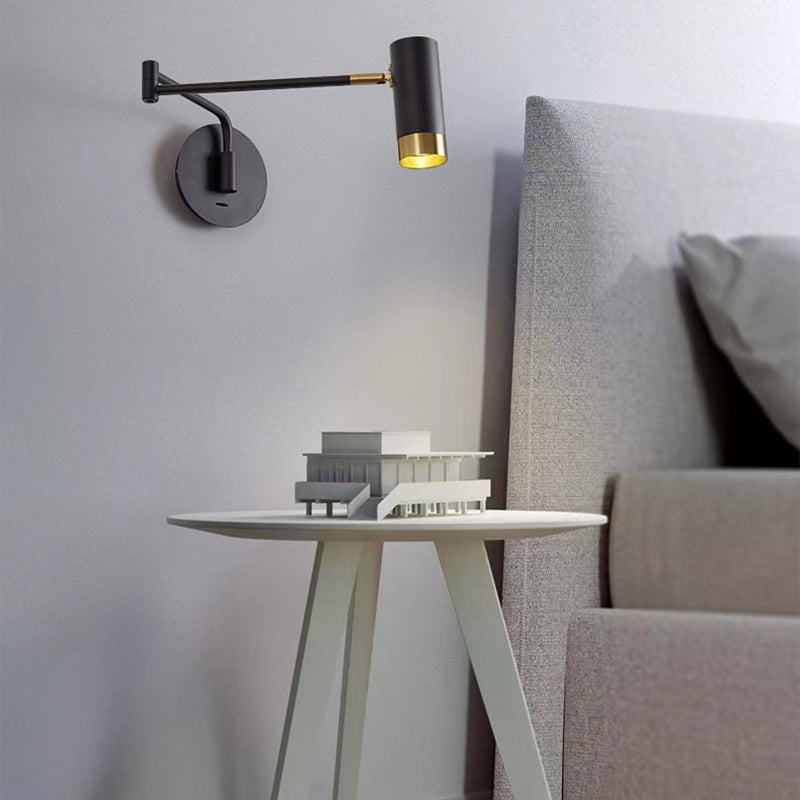 Modern Circle Shape Wall Sconce Reading Wall Light with Metal Shade for Bedroom