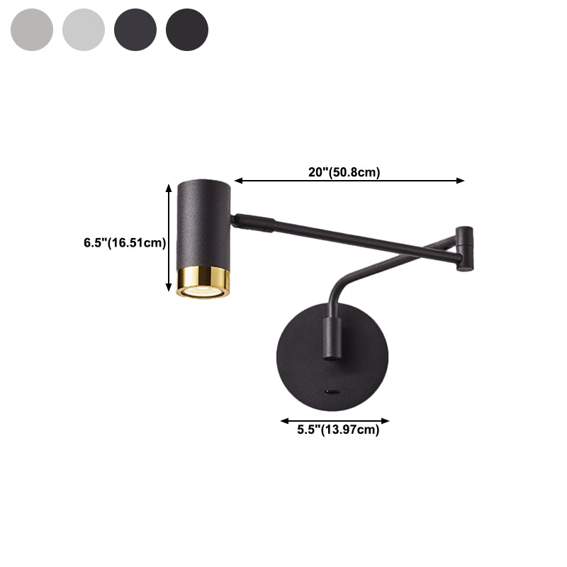 Modern Circle Shape Wall Sconce Reading Wall Light with Metal Shade for Bedroom