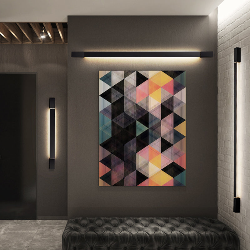 Metal Linear Shape Wall Light Modern 1 Light Wall Mounted Light in Black