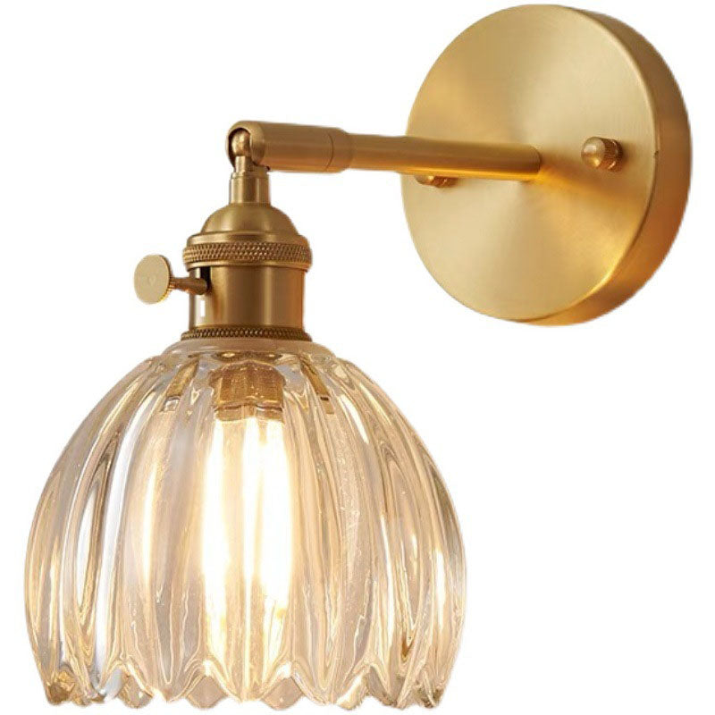 Metal 1-Light Wall Lamp in Modern Luxury Style Geometric Glass Wall Light in Gold