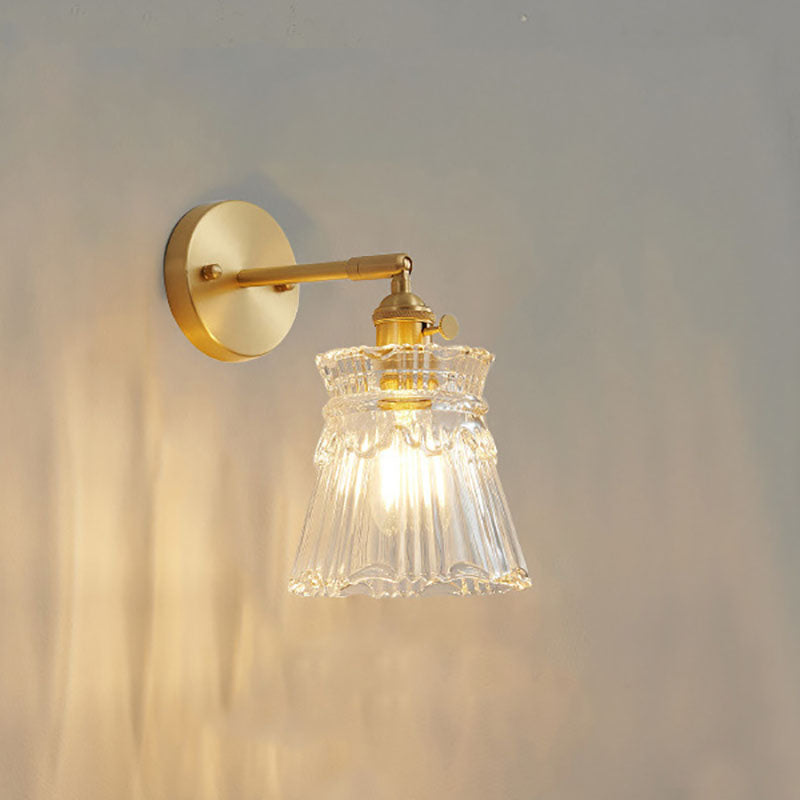 Metal 1-Light Wall Lamp in Modern Luxury Style Geometric Glass Wall Light in Gold