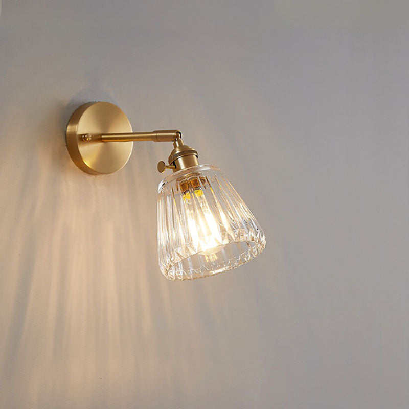 Metal 1-Light Wall Lamp in Modern Luxury Style Geometric Glass Wall Light in Gold