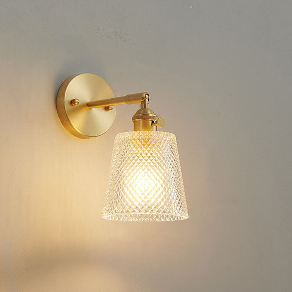 Metal 1-Light Wall Lamp in Modern Luxury Style Geometric Glass Wall Light in Gold