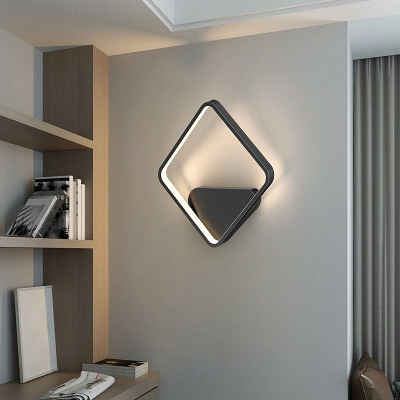 Modern Minimalist LED Wall Lamp Metal Geometric Wall Light with Acrylic Shade
