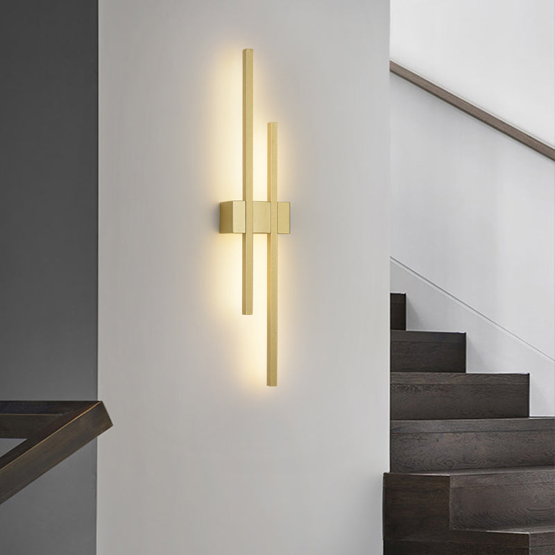 Metal LED Wall Lamp in Modern Minimalist 2-Light Linear Wall Sconce for Bedroom
