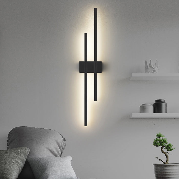 Metal LED Wall Lamp in Modern Minimalist 2-Light Linear Wall Sconce for Bedroom