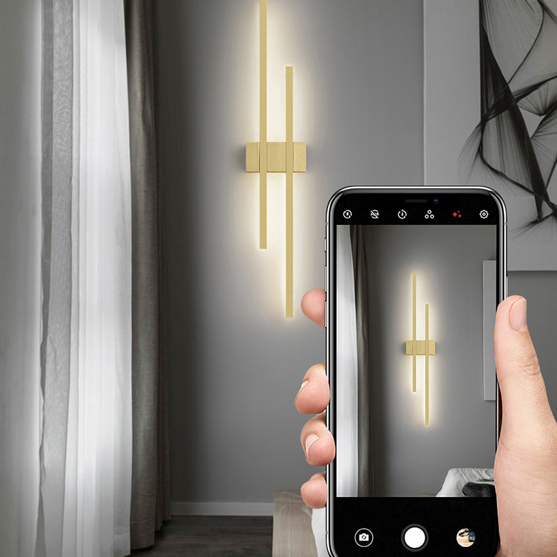 Metal LED Wall Lamp in Modern Minimalist 2-Light Linear Wall Sconce for Bedroom