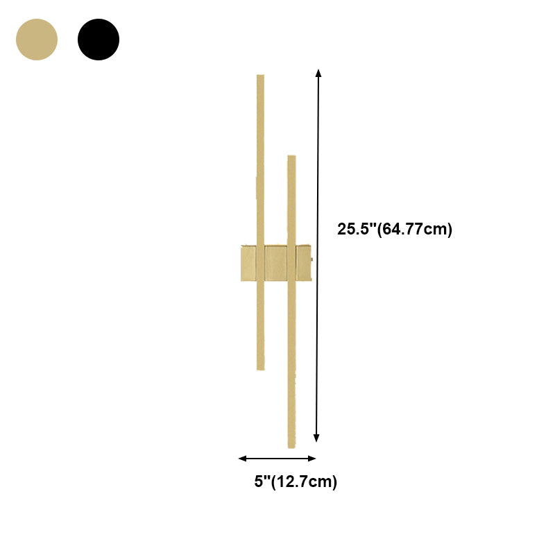 Metal LED Wall Lamp in Modern Minimalist 2-Light Linear Wall Sconce for Bedroom