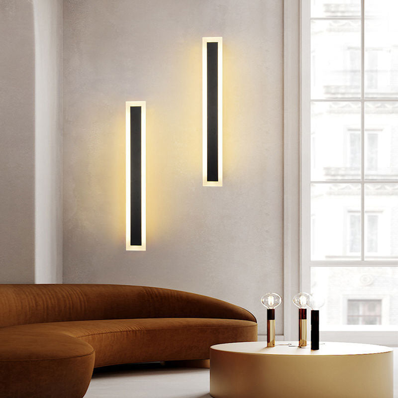 Black Linear LED Wall Light in Modern Simplicity Metal Wall Lamp for Bedroom