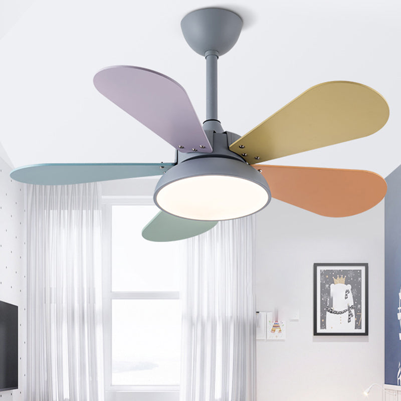 1-Light Ceiling Fan Lamp Modern Style Metal Ceiling Fan Lighting for Bedroom
