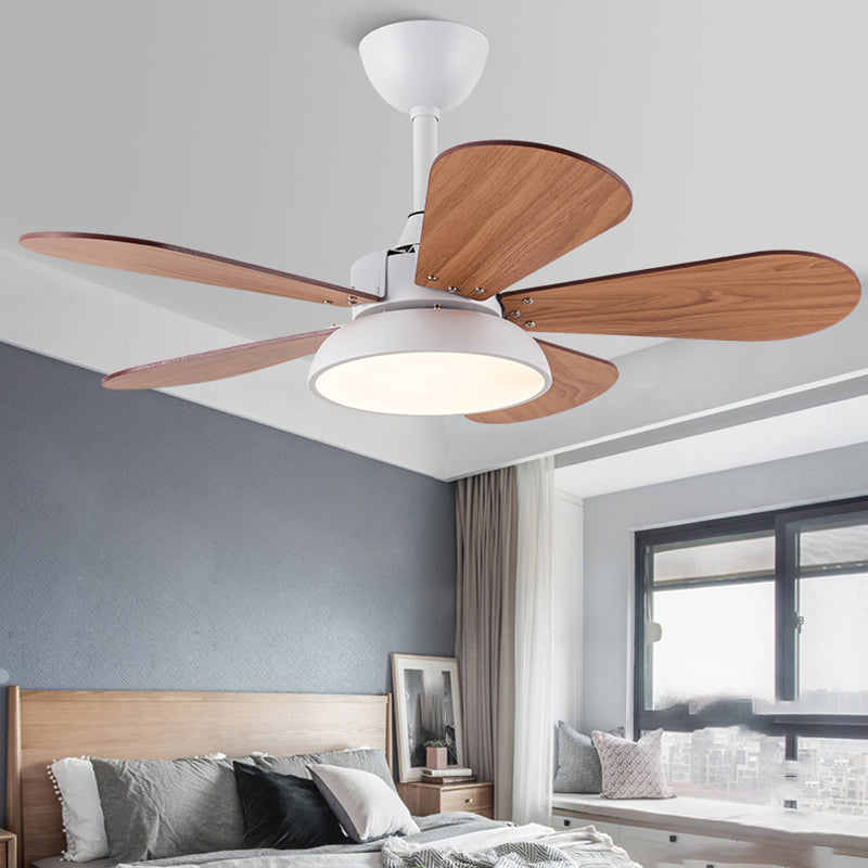 1-Light Ceiling Fan Lamp Modern Style Metal Ceiling Fan Lighting for Bedroom