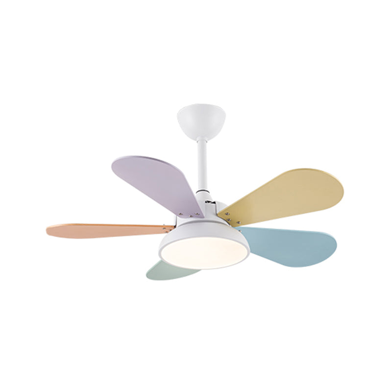 1-Light Ceiling Fan Lamp Modern Style Metal Ceiling Fan Lighting for Bedroom