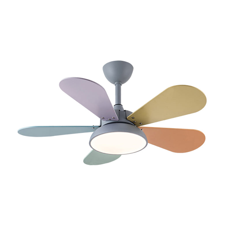1-Light Ceiling Fan Lamp Modern Style Metal Ceiling Fan Lighting for Bedroom