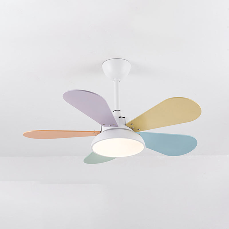 1-Light Ceiling Fan Lamp Modern Style Metal Ceiling Fan Lighting for Bedroom