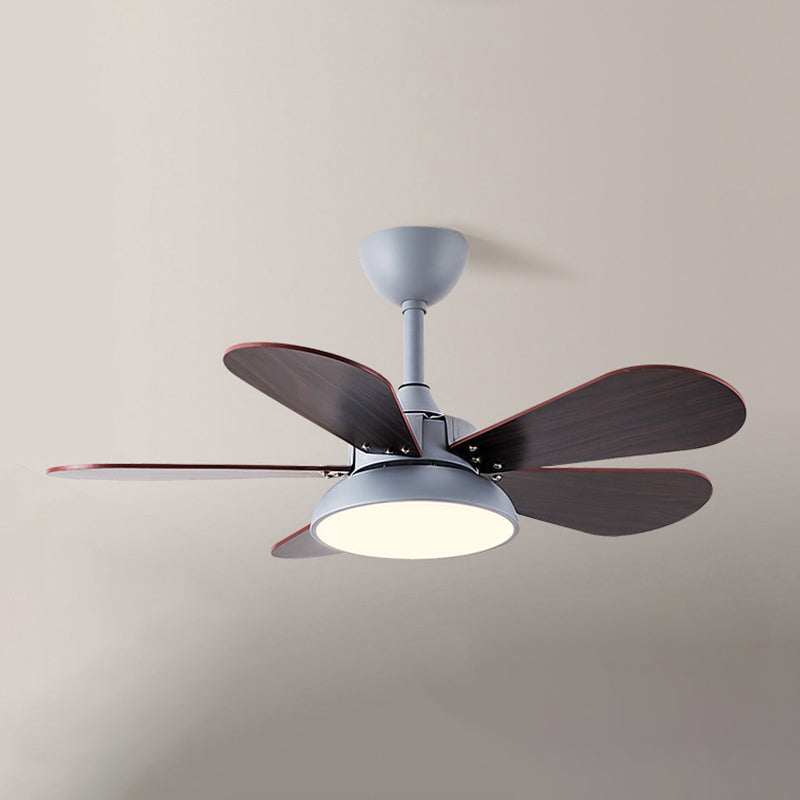 1-Light Ceiling Fan Lamp Modern Style Metal Ceiling Fan Lighting for Bedroom