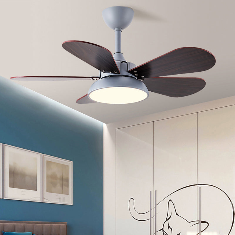 1-Light Ceiling Fan Lamp Modern Style Metal Ceiling Fan Lighting for Bedroom