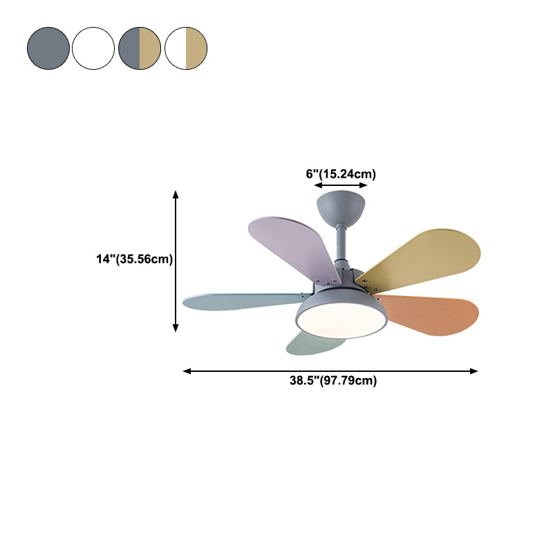 1-Light Ceiling Fan Lamp Modern Style Metal Ceiling Fan Lighting for Bedroom