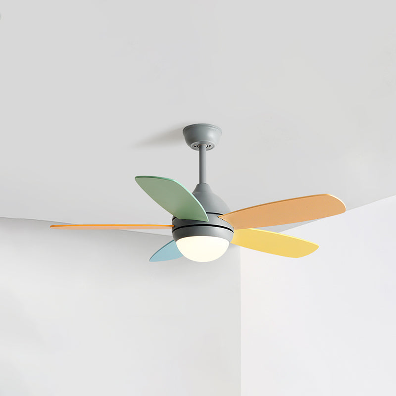 1-Light Ceiling Fan Lamp Modern Style Metal Ceiling Fan Lighting for Bedroom