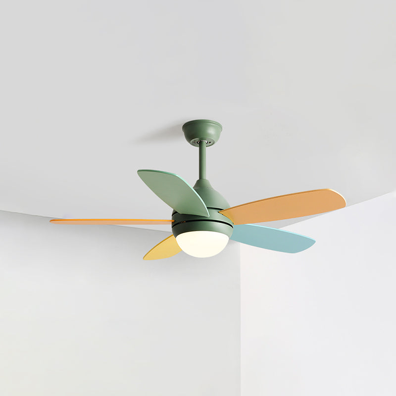 1-Light Ceiling Fan Lamp Modern Style Metal Ceiling Fan Lighting for Bedroom