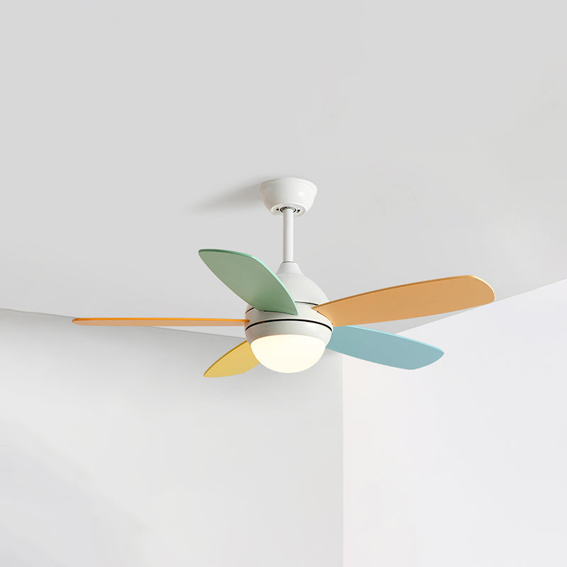 1-Light Ceiling Fan Lamp Modern Style Metal Ceiling Fan Lighting for Bedroom