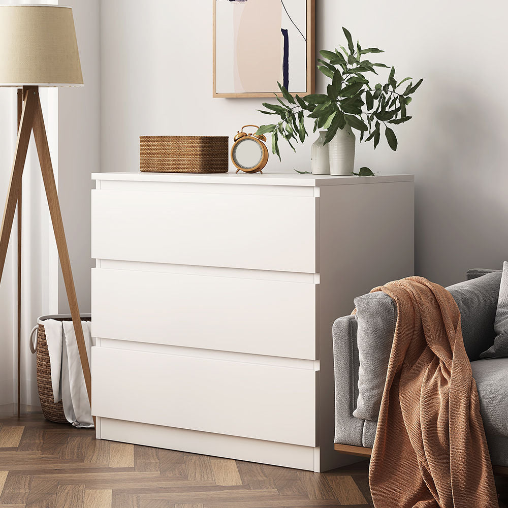 Modern White Wood Chest Bedroom Storage Chest with Mute Rail