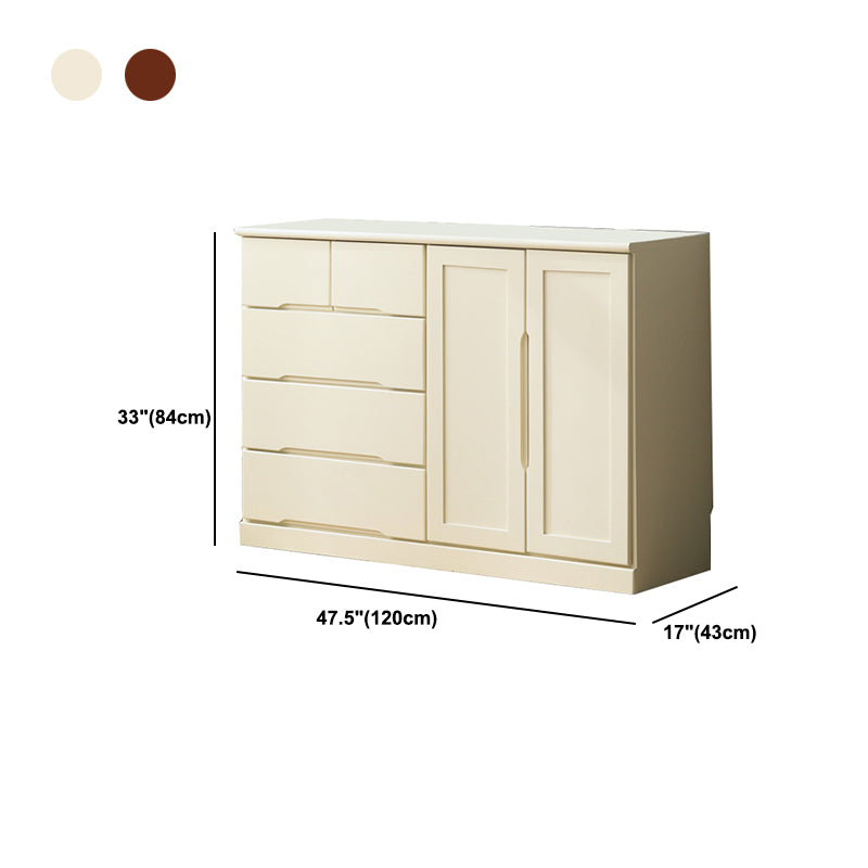 Modern Solid Wood Chest Bedside Storage Chest with Drawers and Doors