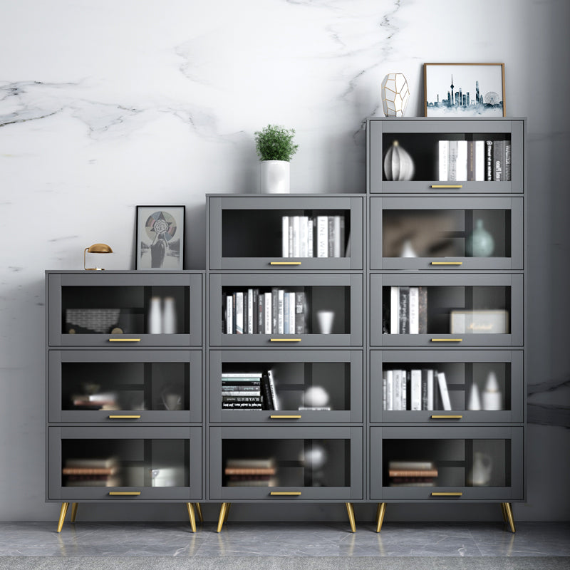Modern Style Bookcase Closed Back Bookshelf with Door for Home Office