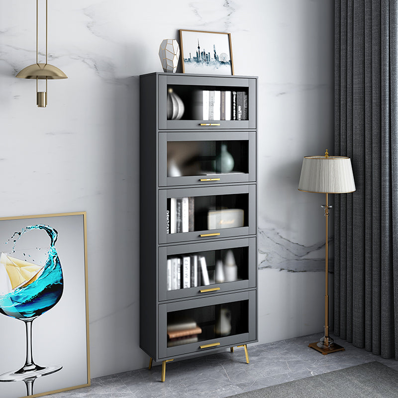 Modern Style Bookcase Closed Back Bookshelf with Door for Home Office