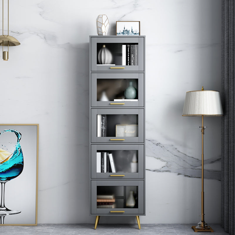 Modern Style Bookcase Closed Back Bookshelf with Door for Home Office