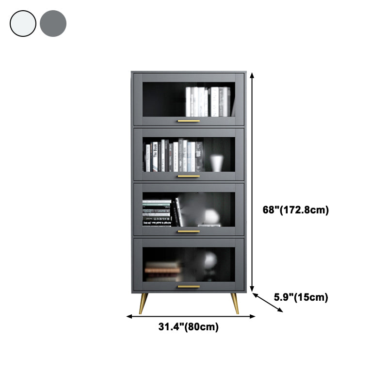 Modern Style Bookcase Closed Back Bookshelf with Door for Home Office