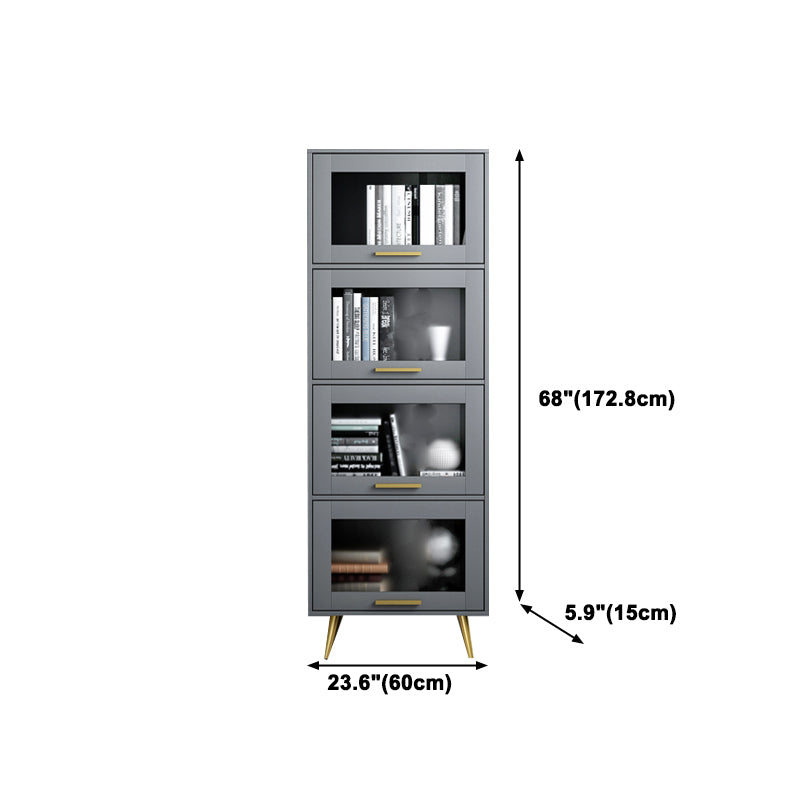 Modern Style Bookcase Closed Back Bookshelf with Door for Home Office