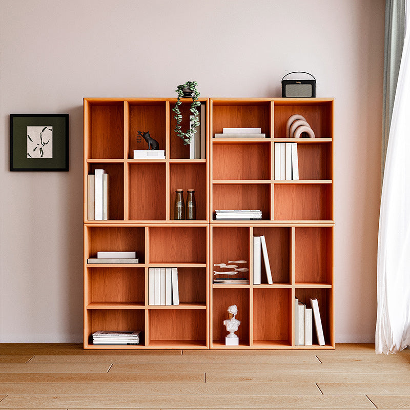 Modern Style Bookcase Solid Wood Closed Back Bookshelf for Home Office