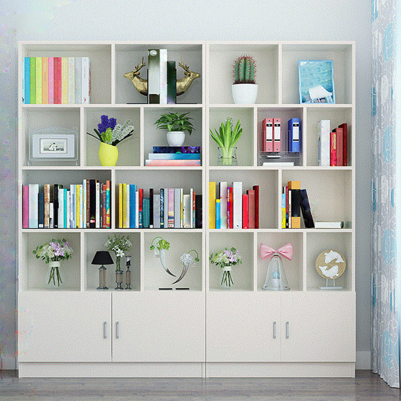 Closed Back Wooden Bookshelf Modern Home Living Room Standard Bookcase with Door