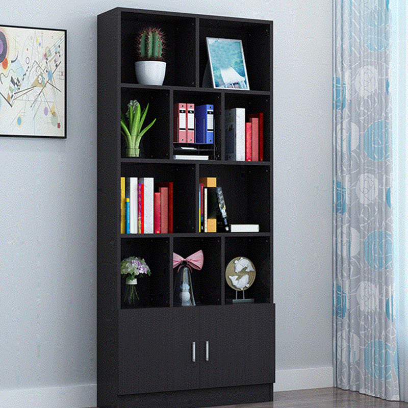Closed Back Wooden Bookshelf Modern Home Living Room Standard Bookcase with Door