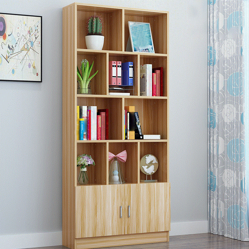 Closed Back Wooden Bookshelf Modern Home Living Room Standard Bookcase with Door
