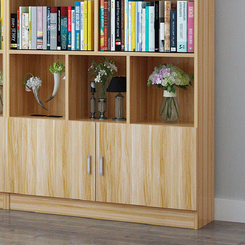 Closed Back Wooden Bookshelf Modern Home Living Room Standard Bookcase with Door