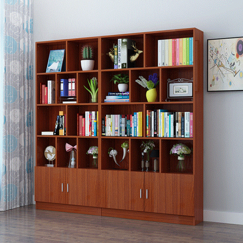 Closed Back Wooden Bookshelf Modern Home Living Room Standard Bookcase with Door