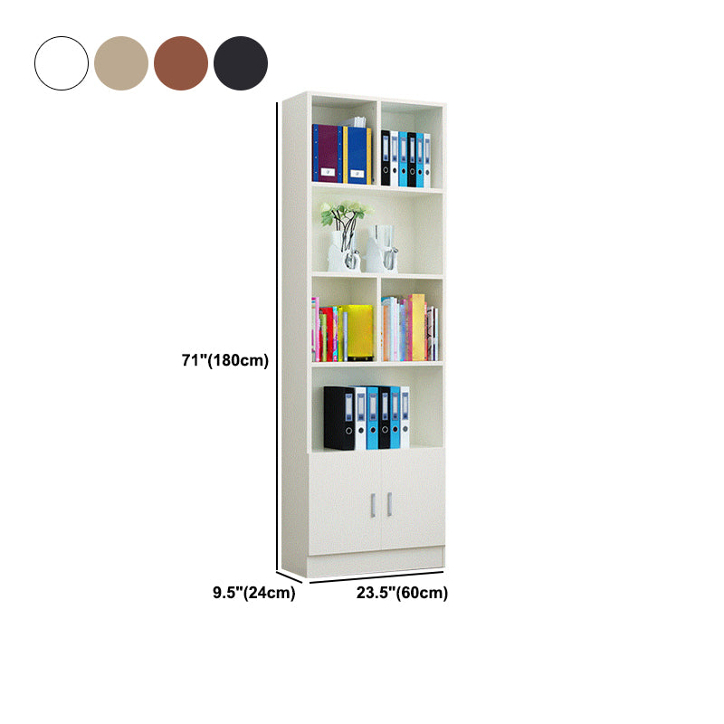 Closed Back Wooden Bookshelf Modern Home Living Room Standard Bookcase with Door